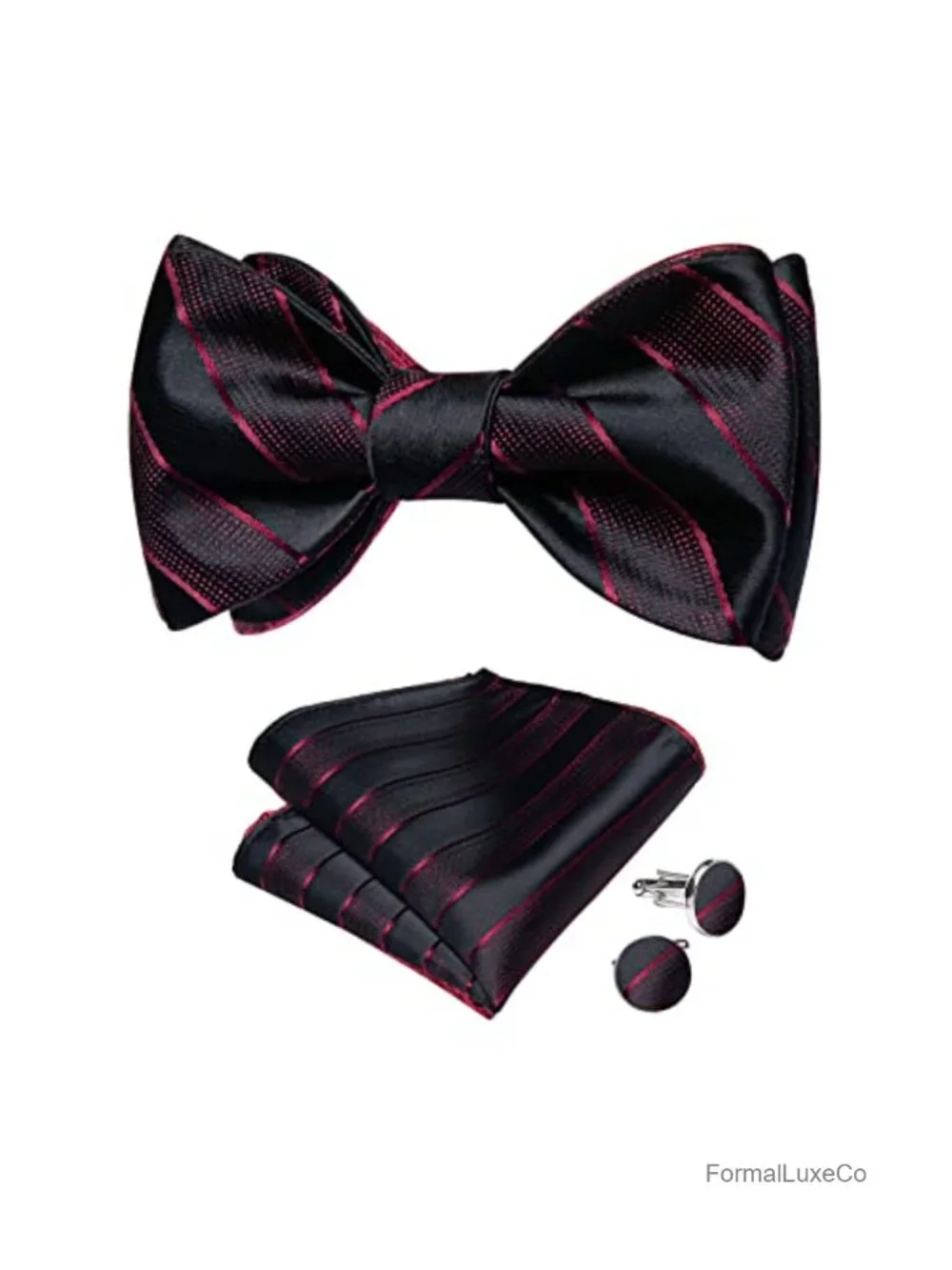 Men's Silk Bow Tie Set 4PCS Tuxedo Wedding Accessory